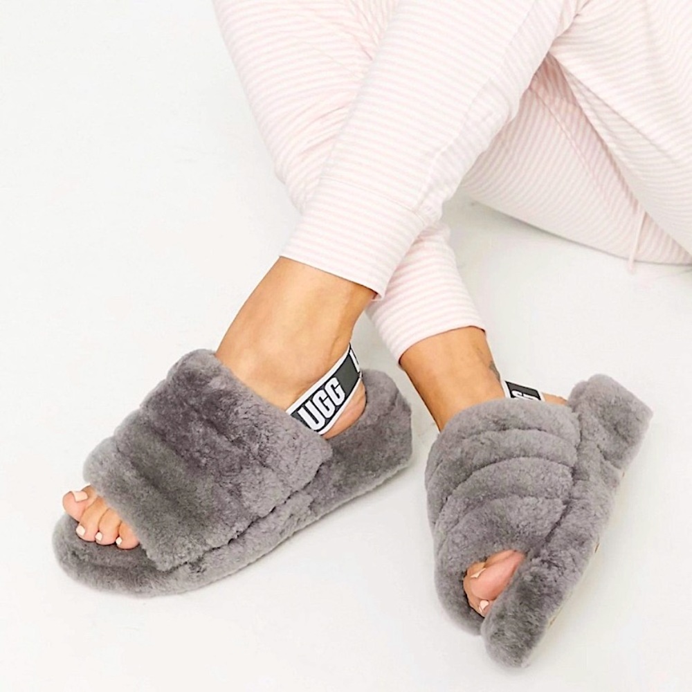 UGG Oh Yeah Slingback Slides Platform Puff Sandals Slippers